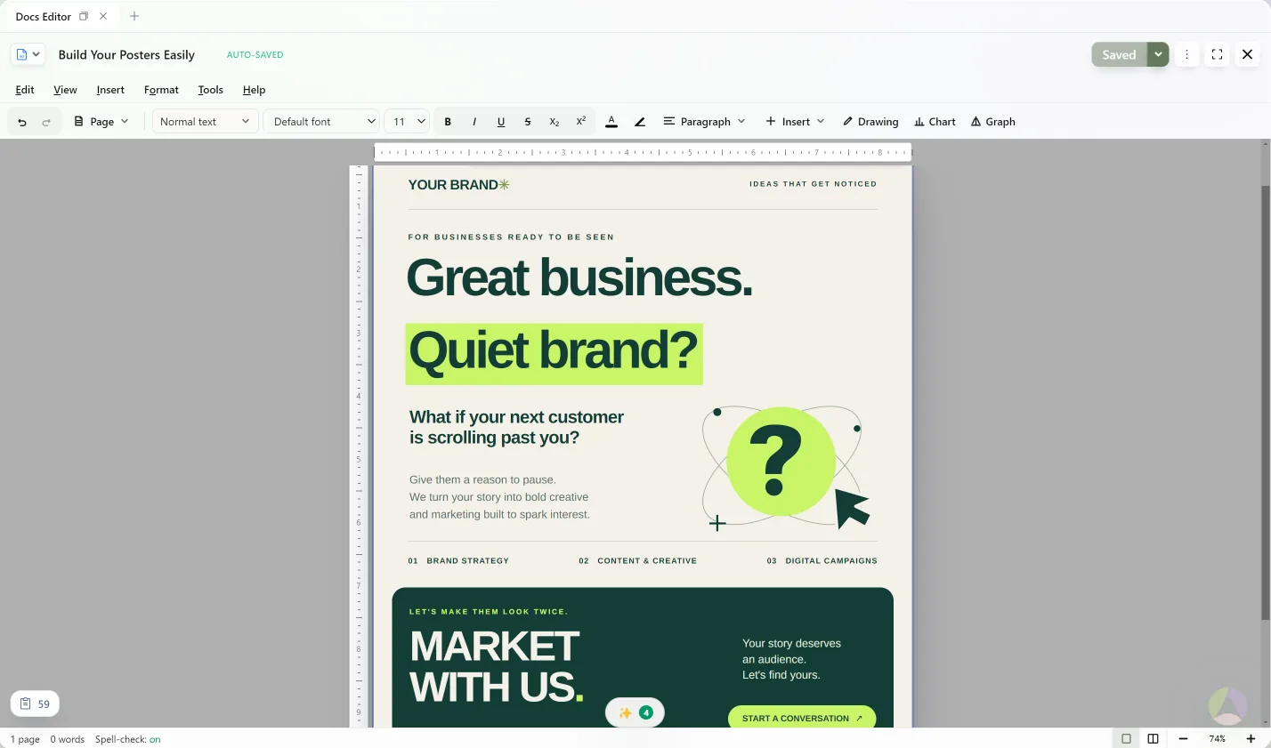 Docs: a designed poster laid out on the page